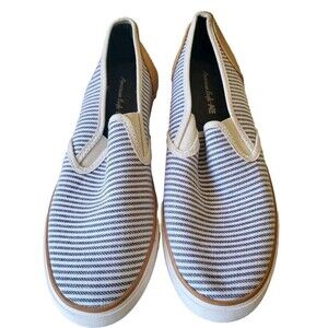 American Eagle Womens Shoes 7.5 Blue White Stripe Non Marking Sole Boat Slip-on